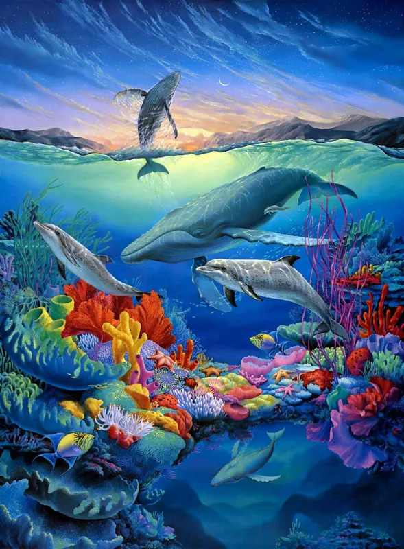 подводный мир, рыбы, рыба, кораллы, эксклюзивные, синие, красные, голубые, море, вода, детские, детское, морские