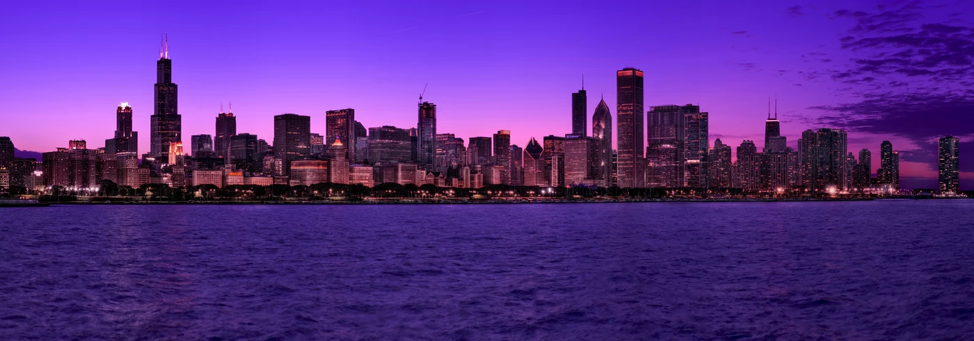 панорама, ночь, закат, город, фиолетовые, темные