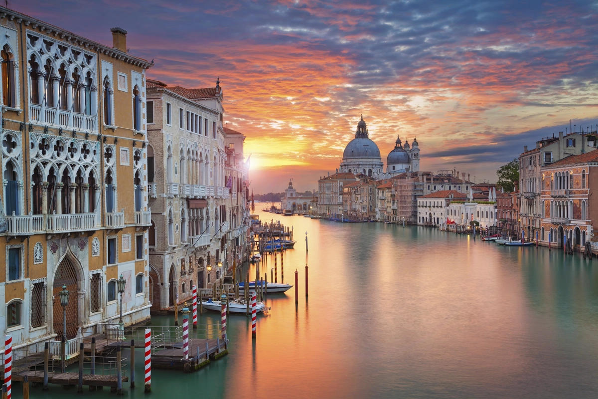 Венеция, архитектура, город, отражение, вода, страна, италия, облака
