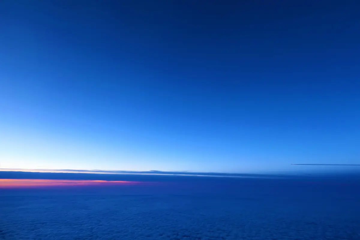 небо, горизонт, океан, закат, голубые, белые, розовые