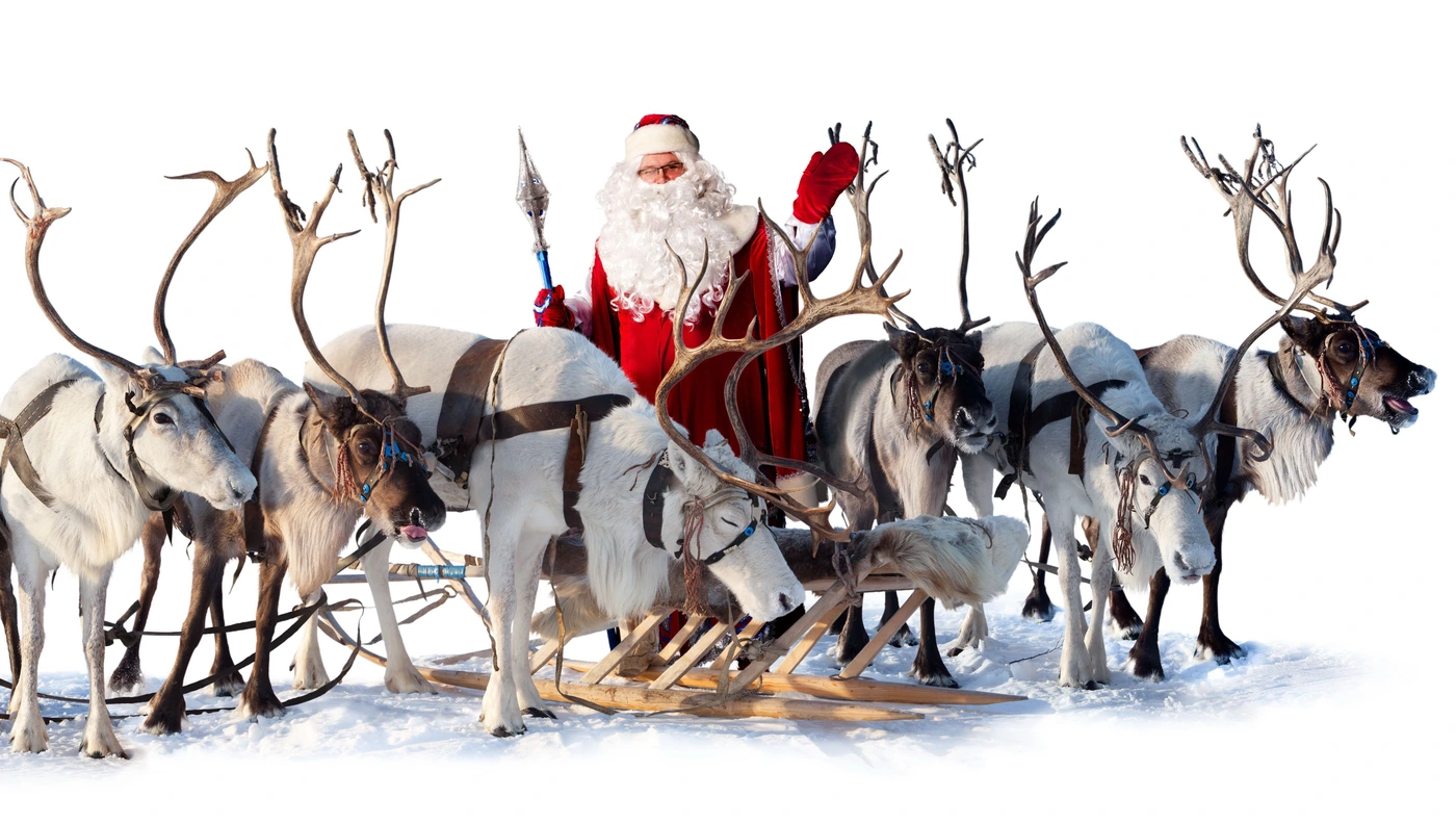 Санта Клаус с оленями арт