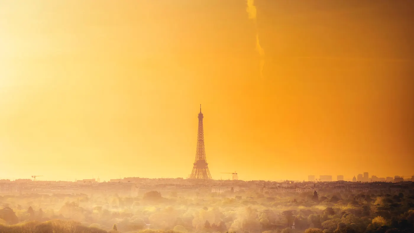 Эйфелева башня, франция, париж, страна, город, оранжевые, желтые