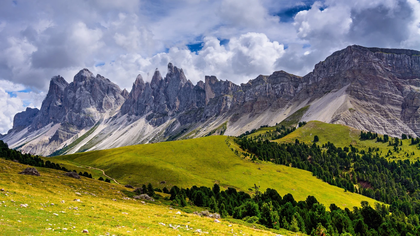 Италия, горы, Трентино-Альто-Адидже, доломиты, Альпы, небо, облака, зелёные