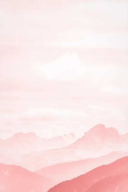 горы, небо, дымка, туман, розовые