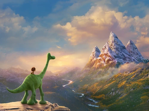 динозавр, гора, мультфильм, детские, зеленые, белые, синие