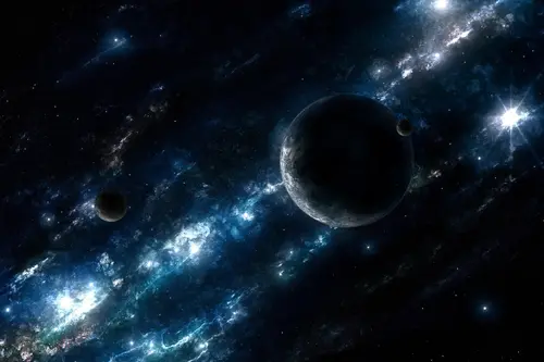 космос, вселенная, планеты, звёзды, галактика, сфера, синие, белые