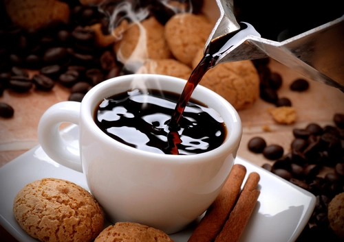 зерна, кофе, напиток, чашка, печенье, белые, черные, коричневые