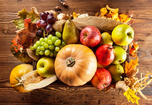 урожай, осень, корзина, еда, коричневые, оранжевые, желтые