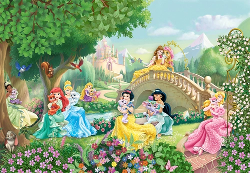 сказка, сказки, детские, белоснежка, принцесса, принцессы, замок, цветы, деревья, голубой, розовый, бирюзовый, желтый