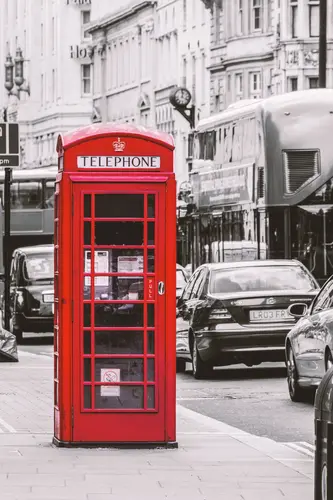 архитектура, Англия, телефонная будка, красный, красные, серый, серые