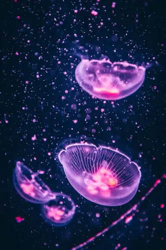 медуза, медузы, подводный мир, подводное царство, абстракция, фиолетовые, черные