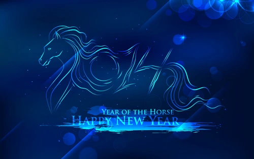праздник, новый год, конь, синие, зима, лед