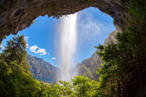 водопад, пещера, аргентина, природа, синие, белые, коричневые, зеленые