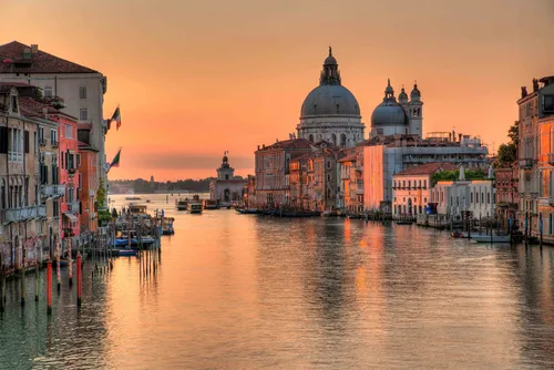 Венеция, архитектура, город, отражение, вода, страна, италия, лодки
