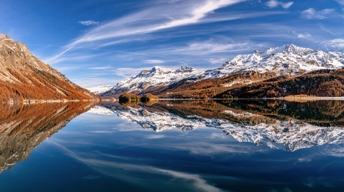 Швейцария, горы, озеро, альпы, облака, отражение, голубые