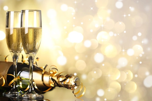 шампанское, новый год, бокалы, праздник, белые, желтые