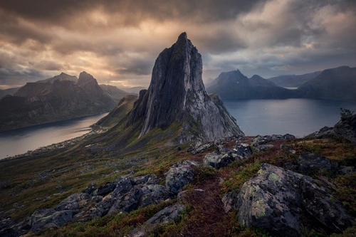 Норвегия, горы, Сенья, скалы, облака, камни