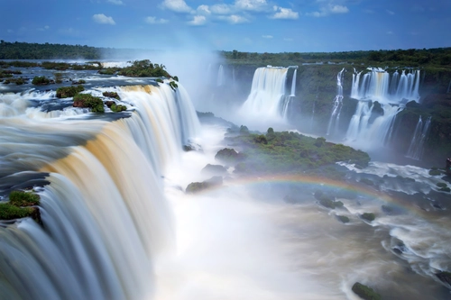 водопад, радуга, аргентина, серые, коринчневые