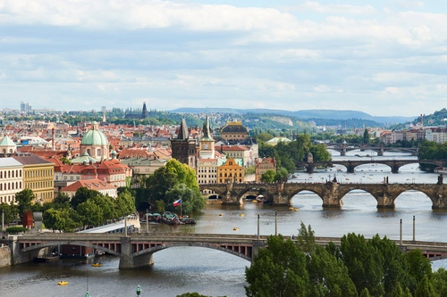 Чехия, Прага, река, мосты, дома 