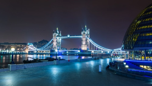 лондон, мост, темза, фонарь, синие, черные