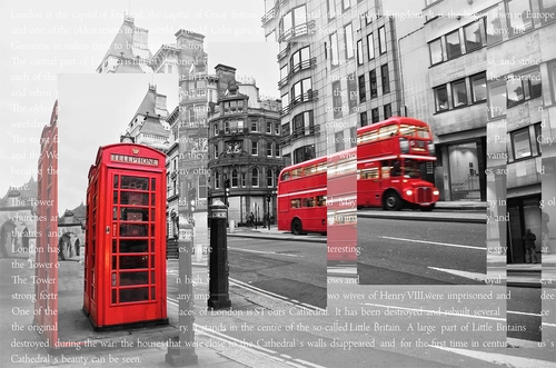 лондон, улица, дома, автобус, телефонная будка, серые, красные