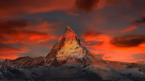 горы, гора, скалы, небо, снег, красный, оранжевый, серый, коричневый, красные, оранжевые, серые, коричневые