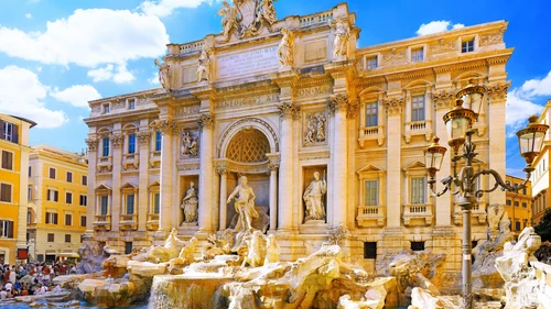 рим, италия, архитектура, статуи, фонтан, бежевые, голубые