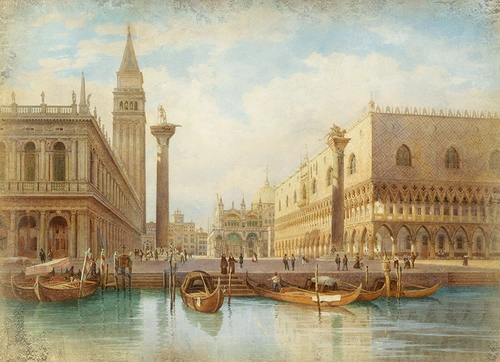 Венеция, лодки, люди, город, дома, колонны, ступени, арки, вода, река берег, набережная, бежевые