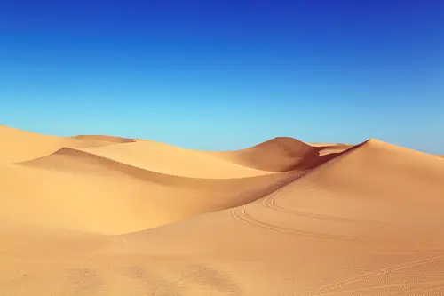 пустыня, барханы, дюны, небо, песок, бежевые, голубые