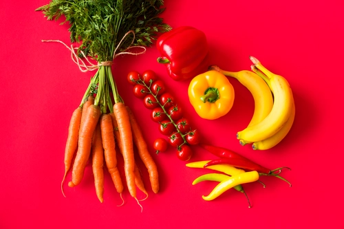 еда, фрукты, овощи, продукты, натюрморт, красные, желтые