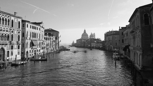 венеция, черные, белые, канал, архитектура