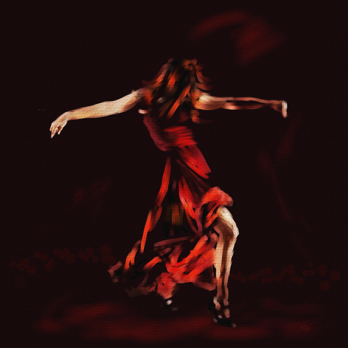 танец, девушка, картина, танцор, красные, коричневые