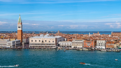 Венеция, Италия, Гранд канал, дома, архитектура, голубые