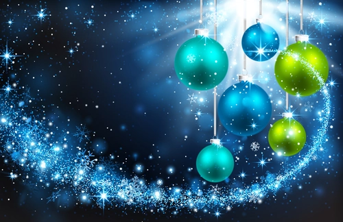 шары, снег, снежинки, новый год, праздник, синие, красные, зеленые, белые
