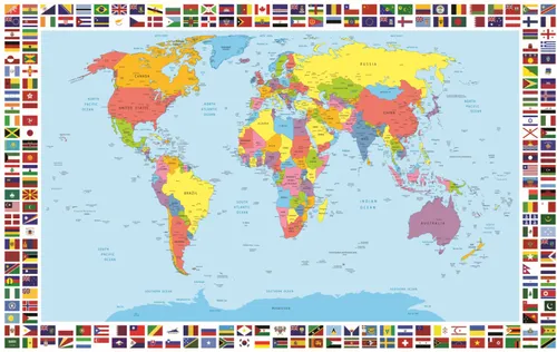 карта, детские, мир, глобус, флаг, флаги, море, материк, остров, голубой, синий, желтый