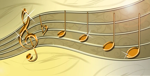 ноты, скрипичный ключ, бежевый, бежевые, золотистый, золотистые