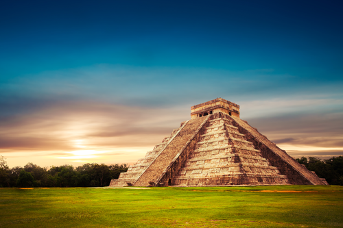 пирамида, южная америка, строение, зеленые, бежевые, закат