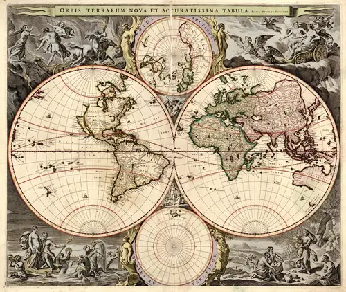 историческая карта, материки, моря, океаны, коричневые, бежевые