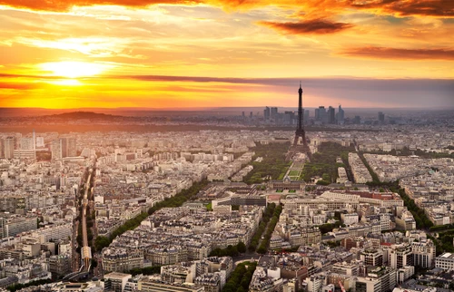 париж, вид на город, эйфелева башня, желтые, бежевые