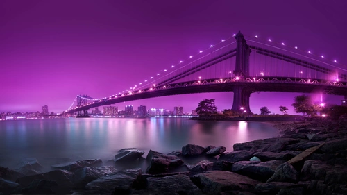 мост, бруклин, фиолетовые, архитектура, черные