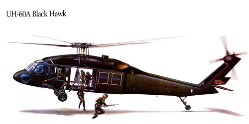 UH-60A, вертолёт, военные, атака, чёрные