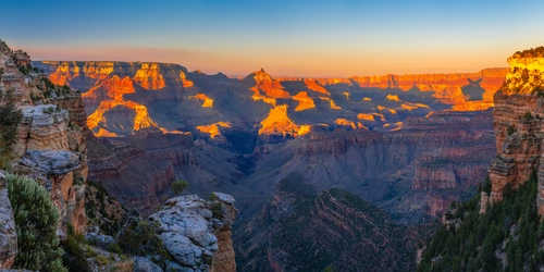 США, панорама, парк Гранд-Каньон, Аризона, фиолетовые, оранжевые