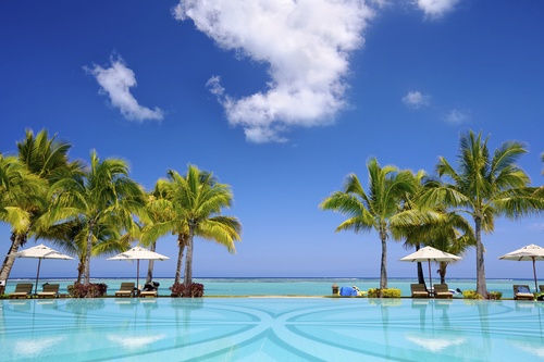 пальма, бассейн, курорт, отдых, зеленые, голубые, синие