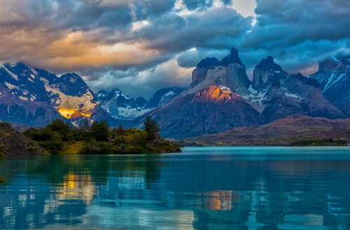 природа, отражение, облака, синие, аргентина, зеленые