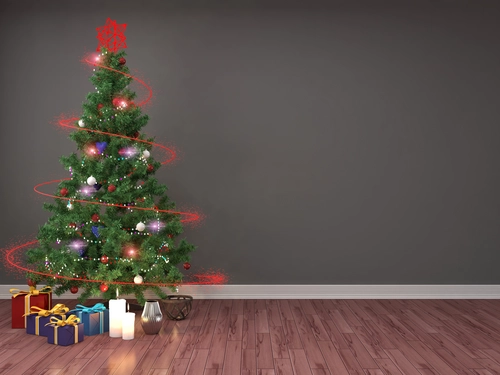 интерьер, елка, новый год, праздник, подарки, серые, зеленые, красные