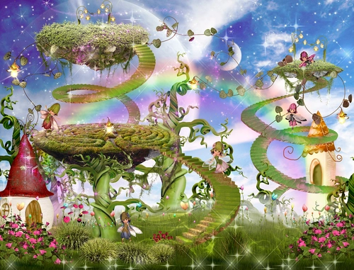 детские, сказка, сказочный лес, эльфы, эльф, зеленый, голубой, растения, цветы