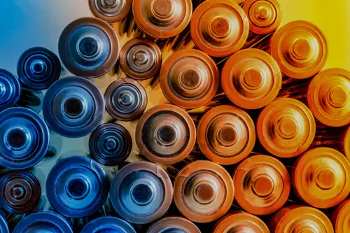 батарейки, круги, абстрактные, синие, оранжевые