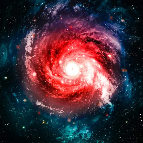 спираль, галактика, вселенная, космос, красные, белые, синие