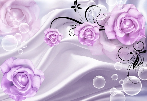 растения, цветы, розы, узоры, мыльные пузыри, фиолетовые, розовые