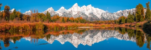 США, горы, панорама озера, осень, голубые, оранжевые